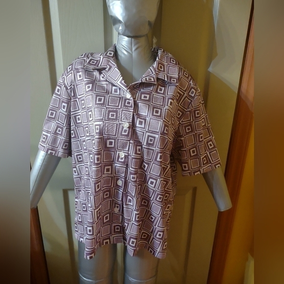 Blair Women's Top Button up Short Sleeve Shirt Blouse Size Large - Picture 1 of 6